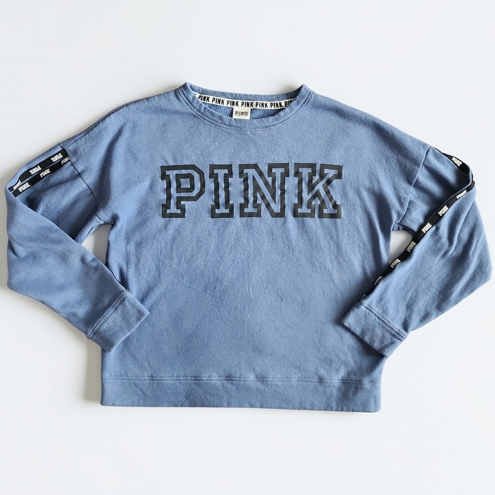 PINK Victoria’s Secret Blue Long-sleeve Pullover-Size Small